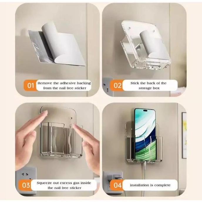 XARIELTA Uniq Rak Ponsel Pengisi Daya Charger Stiker Sticker Tempat Akrilik Bening HP Phone Holder R