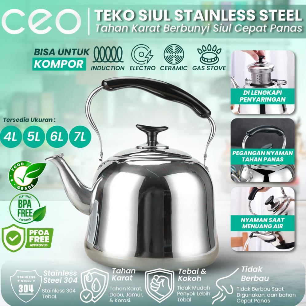 CEO Teko Siul Bunyi Stainless Steel 304 Ceret Pemanas Masak Air Minuman Kuat Tahan Lama Cepat Panas