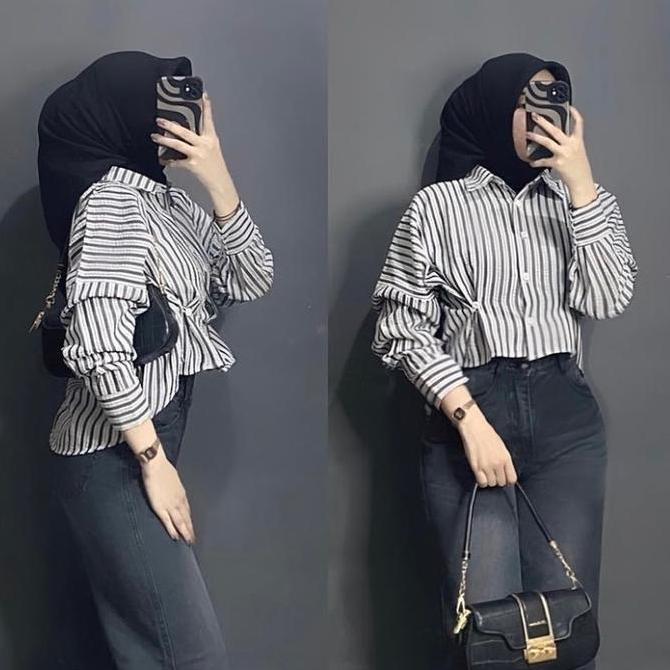 Ajeng Top Crinkle Ajeng Top Crinkle Crop Stripe