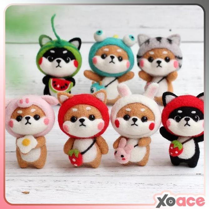 DIY Kit Animal Felt Wool Needle Poke Kerajinan Boneka Anjing Kostum Lucu