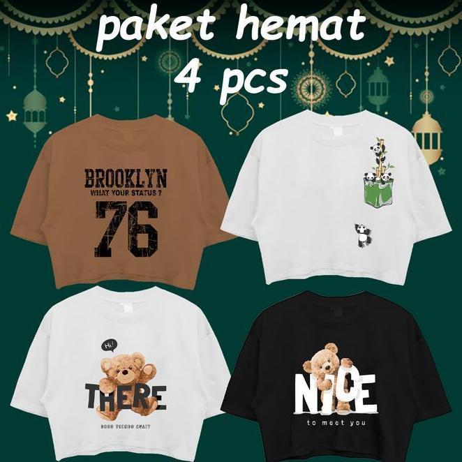 Kaos Oversize Crop Alpha Kaos Oversize Crop 4 Pcss Top Paket Hemat Pcs