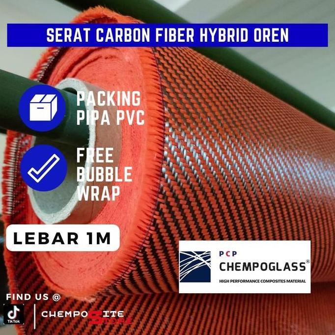 serat karbon hybrid fabric carbon merah kuning biru oren