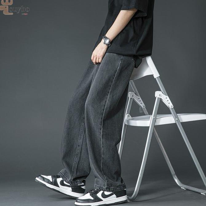 Suyboy Celana Jeans Pria Basic Loose Denim Baggy Pants Wide Leg Gombrong Jeans Panjang Pria