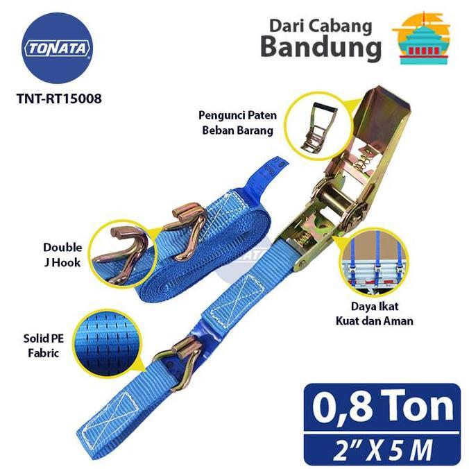 RATCHET TIE DOWN 1" X 5M / CARGO BELT 0.8 TON / TALI PENGIKAT BARANG
