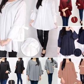 Baju Blouse Wanita Cm Oversize Baju Hamil 120 Cm Putih Coklat Jumbo Big Size Atasan