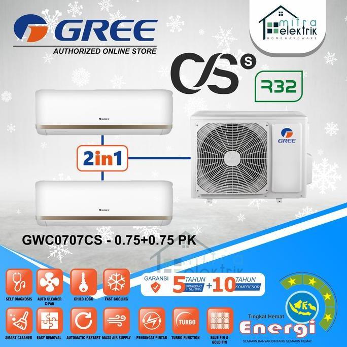 AC GREE GWC-0707CS COMBO SPLIT INVERTER 3/4 PK + 3/4 PK