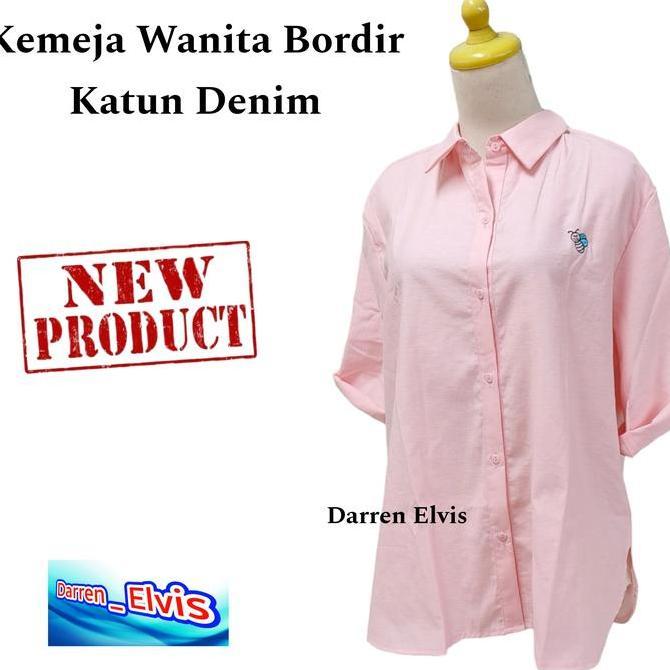 Kemeja Wanita Import Kemeja Wanita Import Warna Warna Lilac / Bordir Sheep