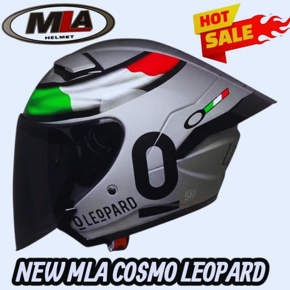 NEW PRODUCT helm MOTIF LEOPARD 100% ORI MLA [ TERMURAH ]  keren berkualitas helm hallf face grey dop