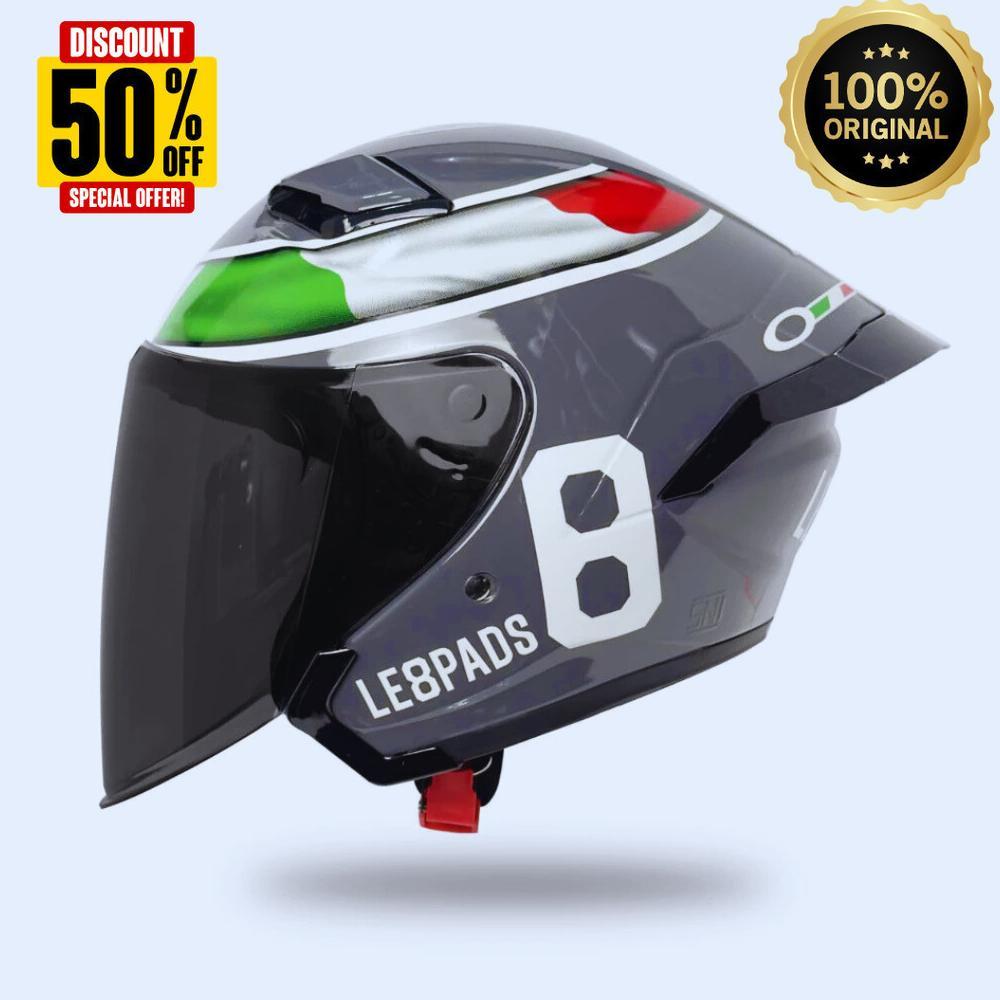 BESTPROMO helm MOTIF LEOPARD 100% ORI MLA [ TERMURAH ] keren berkualitas helm hallf face grey dop