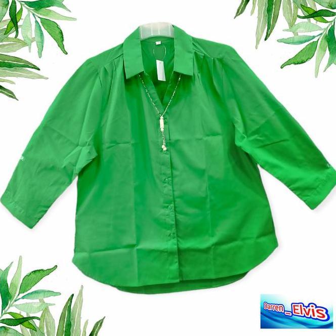 Atasan Wanita Atasan Wanita Hijau Daun Hijau Polos