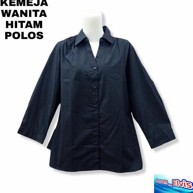 Kemeja Wanita Kemeja Wanita Hitam Polos Hitam / Katun Import