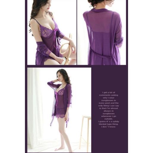 hot sale {9001} set lingerie dengan kimono bahan sutra