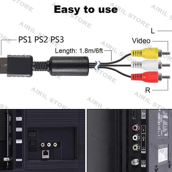 Kabel AV ps2 / Kabel AV ps3 / Kabel ps ke tv / kabel RCA