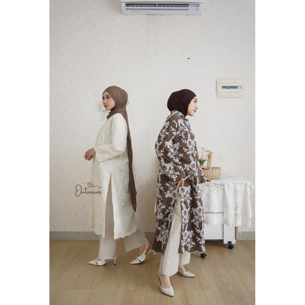 Termurah Outerres - Moira Tunik | Atasan Tunik Lebaran Bordir Motif Polos Wanita