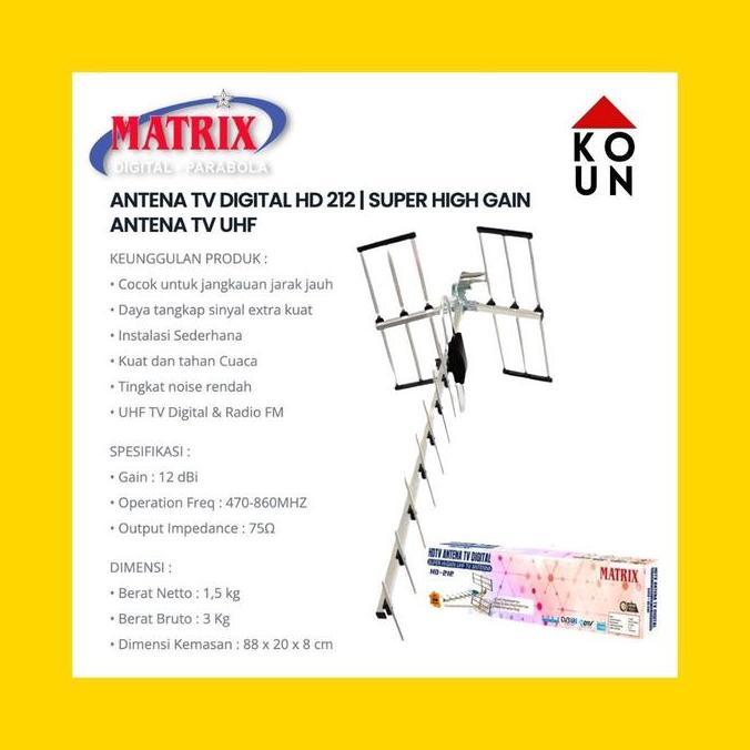ANTENA MATRIX HD212 / HD 212 / HD-212 ANTENA TV DIGITAL + BOOSTER