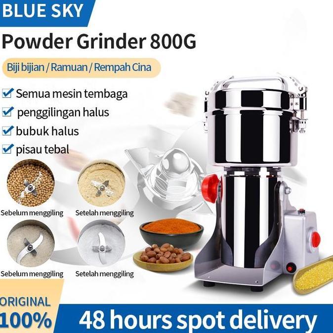 BLUE SKY 800G Mesin bubuk/tepung Penggiling Gerinda Herbal Biji Kacang