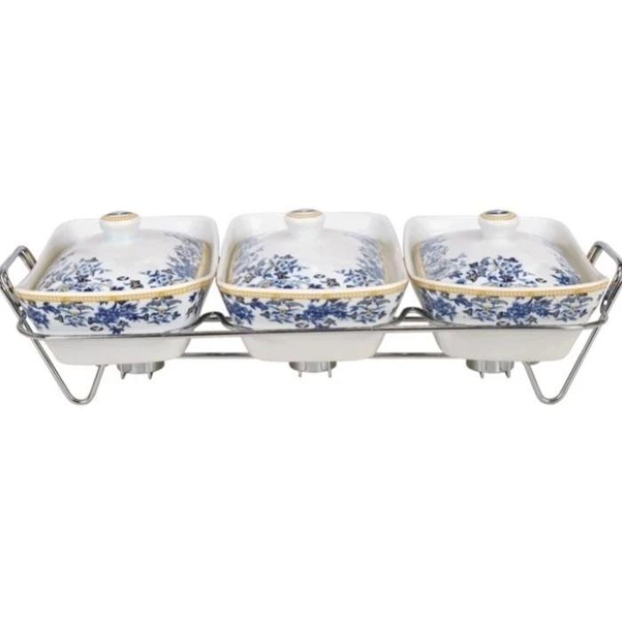 Vicenza casserole prasmanan set + rak wadah saji makanan ba 751 motif ayana,mawar,melati