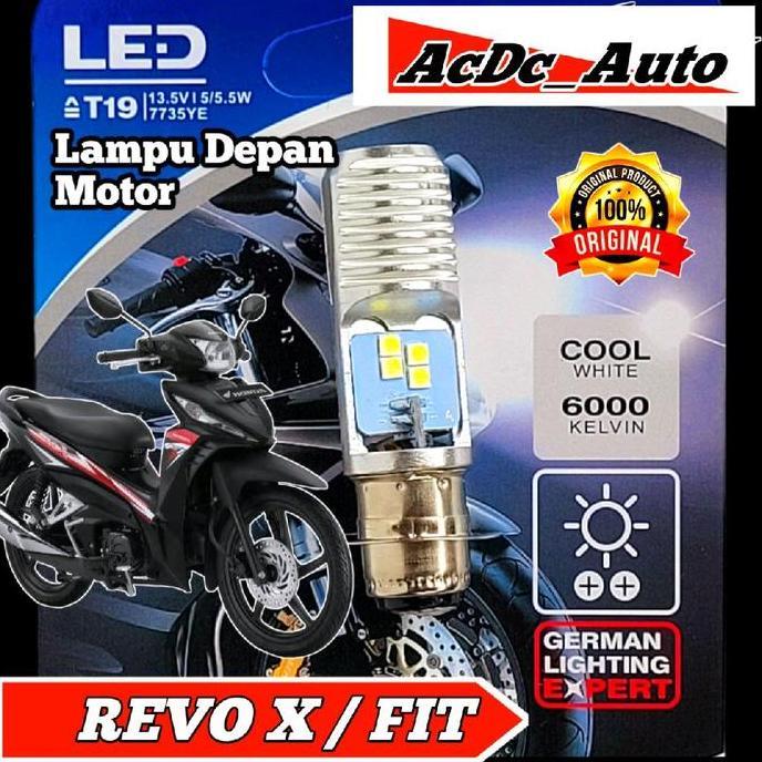 Promo Lampu Depan Motor Honda Revo X/Fit LED Putih Ac/Dc 12Volt Pengganti Dop/Bohlam Standart WrT19 