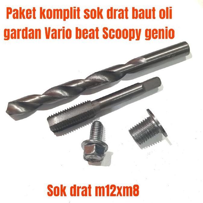 Paket Komplit Bos Drat Sok Drat M12Xm8 Baut Oli Gardan Vario Beat Genio Scoopy - Original Harga Khus