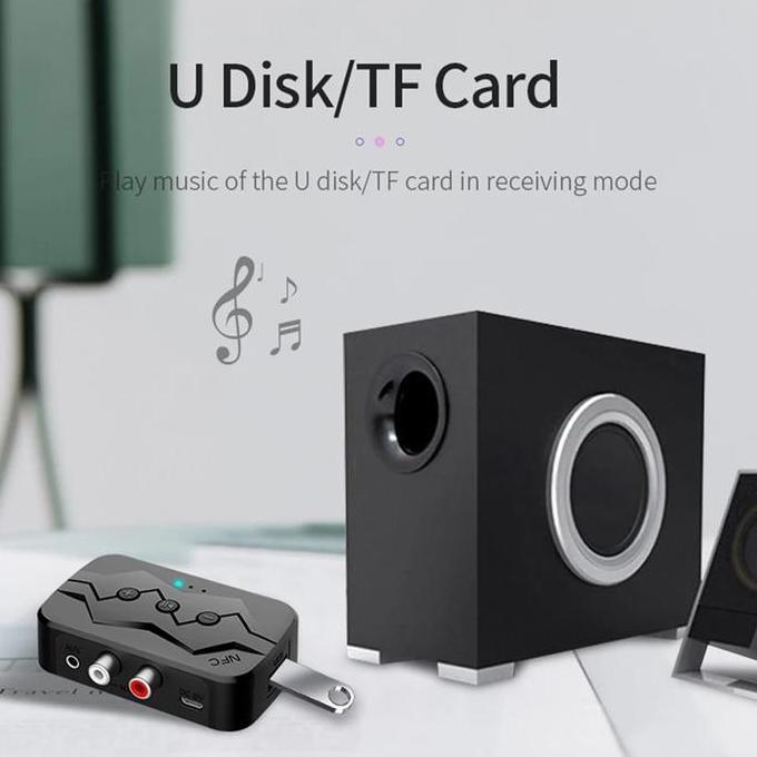 Audio Adapter Bluetooth Transmitter Receiver NFC AUX RCA USB TF NFC Bluetooth 5.0 Audio Receiver RCA