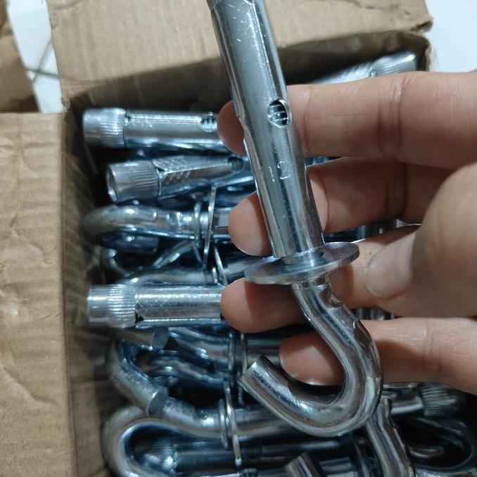 Hook Dynabolt M12X70  Putih Sesuai Foto/ Hook Anchor Dynabolt M12X70 / Hook Bolt M12 X 70 / Eye Anch