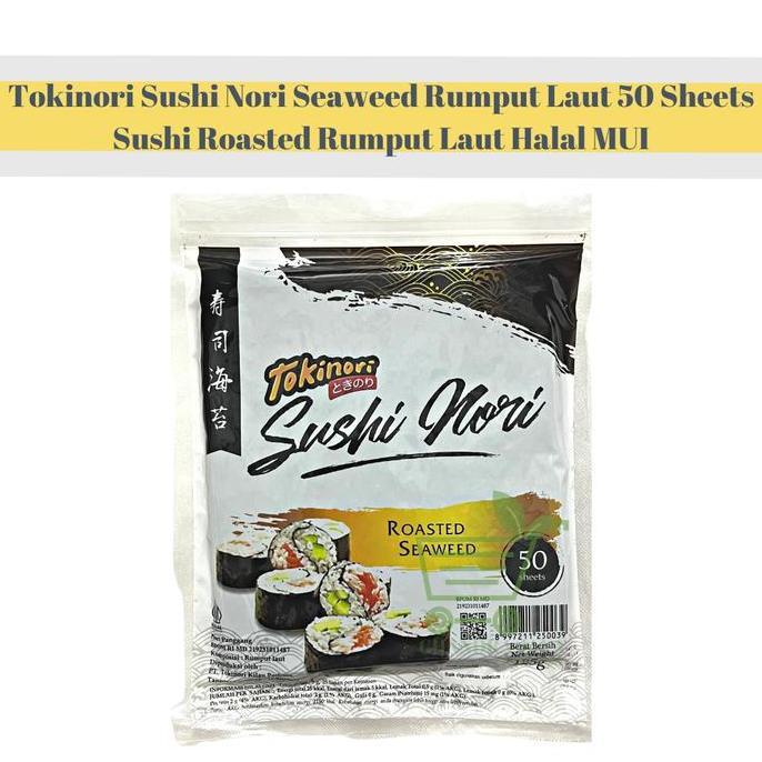 Tokinori Sushi Nori Seaweed Rumput Laut 50 Sheets - Sushi Roasted Rumput Laut Halal MUI