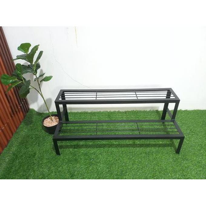 Rak Besi Hollow 2 Tingkat Serbaguna /Sistem Bongkar Pasang Knockdown/ Rak Bunga / Rak Pot Hollow Bes
