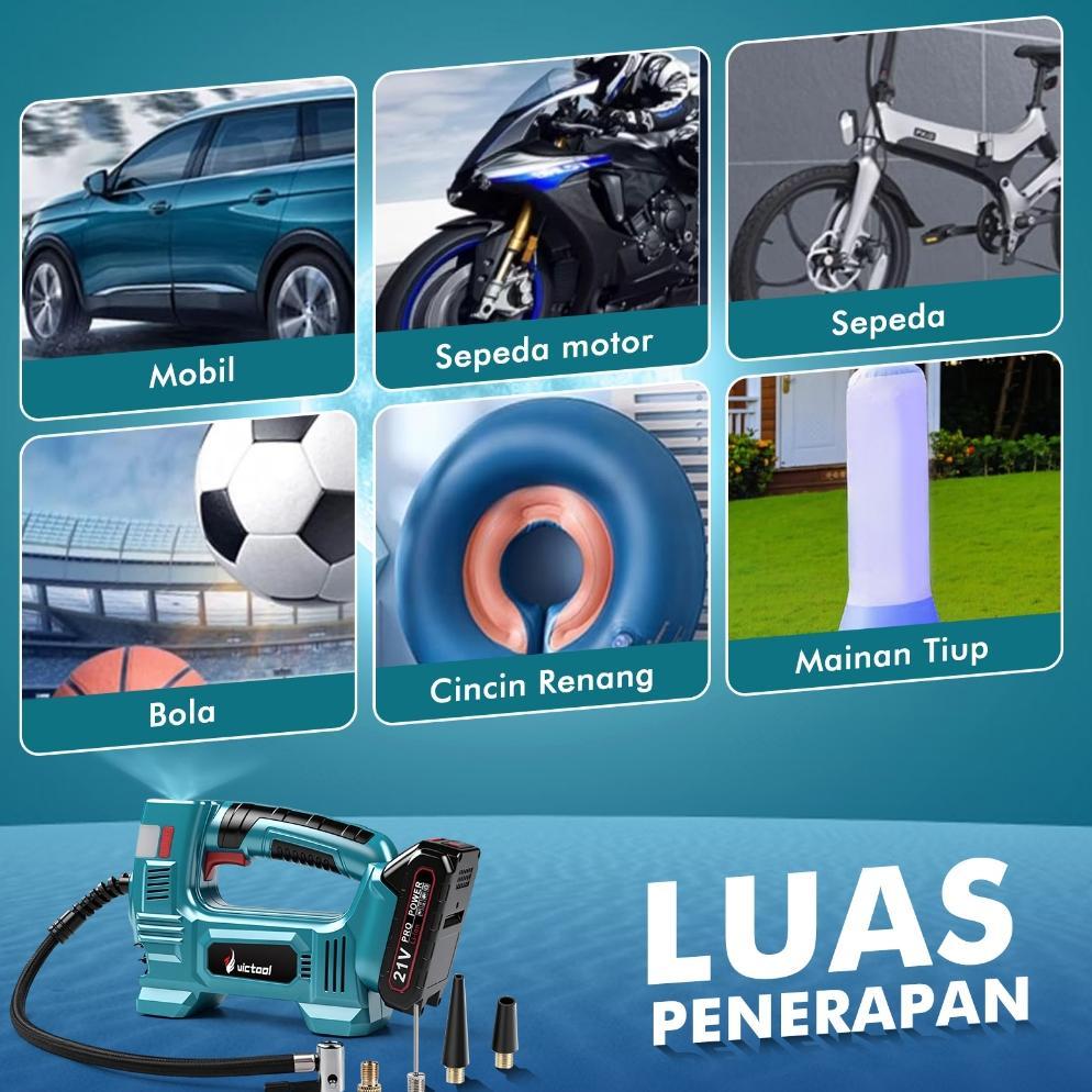TERBARU Victool Pompa Udara Multifungsi Nirkabel Baterai Lithium 21V  Pompa Angin Ban Elektrik Porta