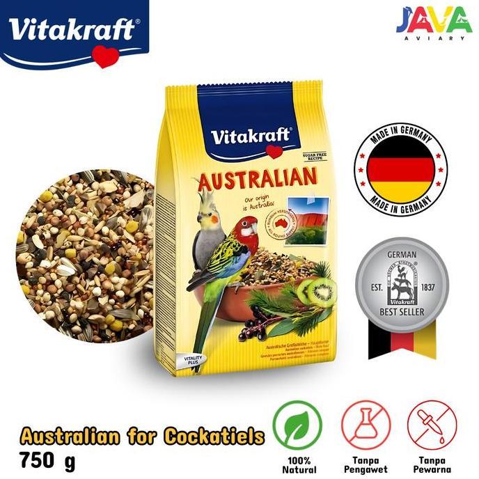 TERMURAH - Vitakraft Australian for Cockatiels 750gr Makanan Premium Mix Burung Cockatiels Parkit Au