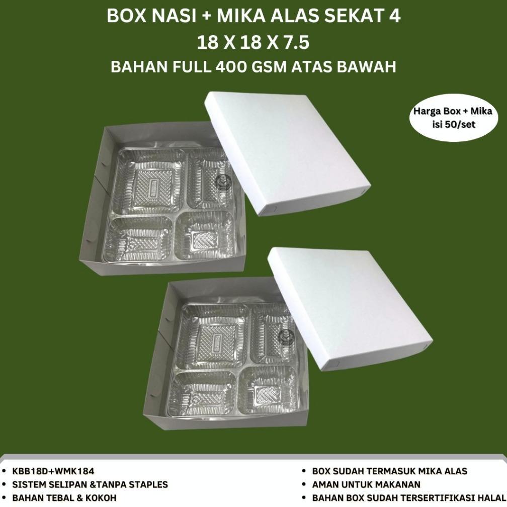 Dus Nasi 18x18 Plus Mika Paket 50 Set Box Nasi 18x18 (Paket 50 Set-KBB18DMK)