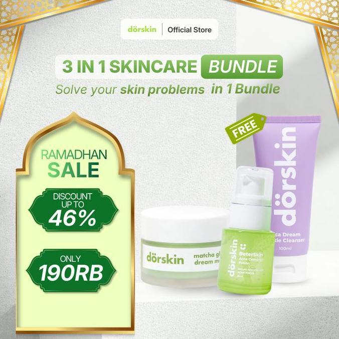 BONUS - Dorskin Buy 2 Get 1 Set Basic Skincare - Betterskin Acne Calming Serum Potion - Matcha Glow 