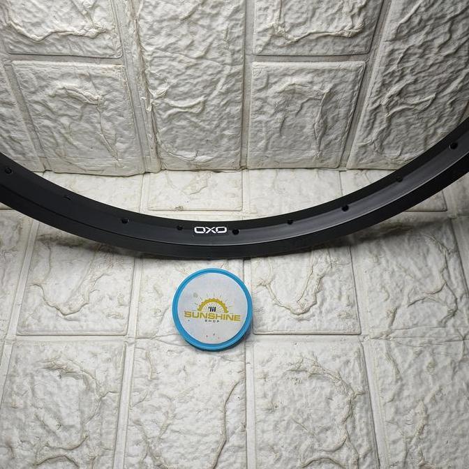 Velg Rims 18 OXO Alloy Black Lubang 28H Untuk Sepeda Anak BMX Mini Lipat 18 Inch Ada Brake Line Juml