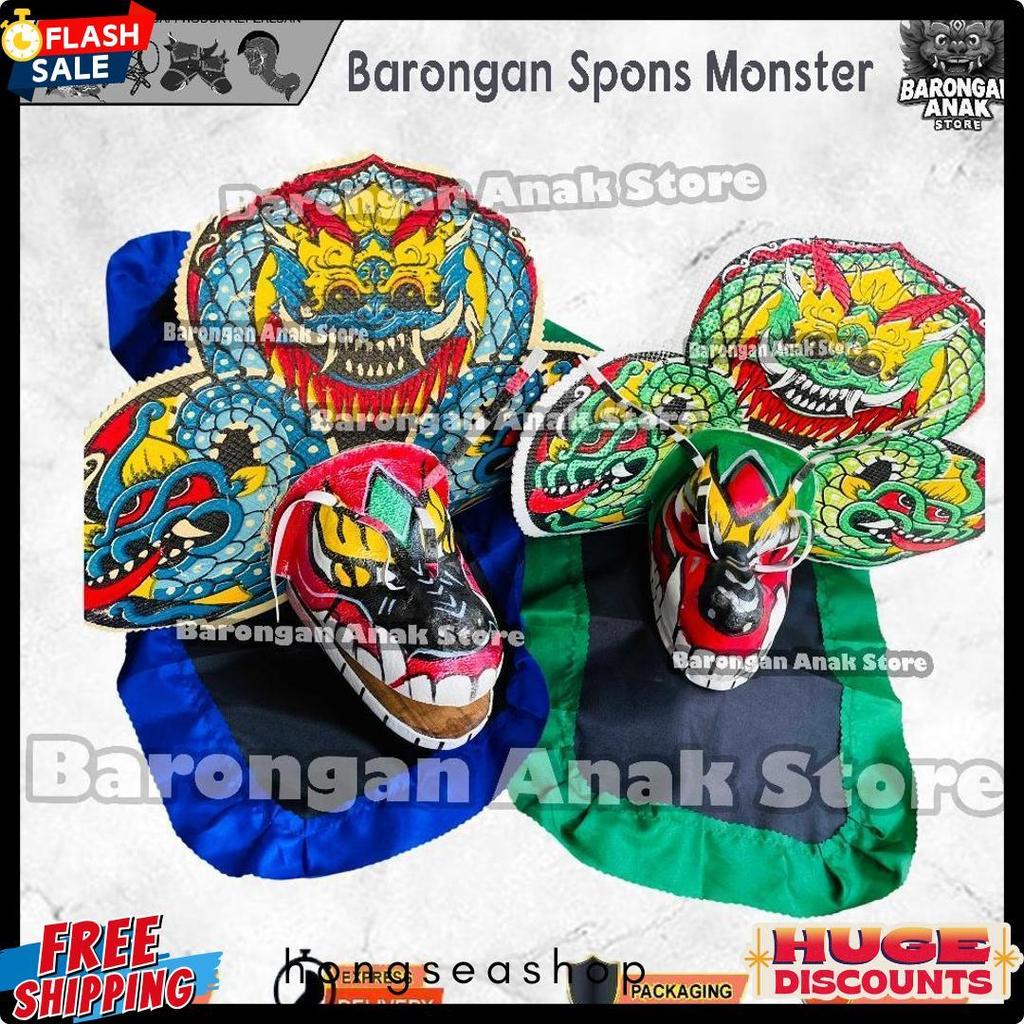 Bisa Cod Barongan Anak Spons Barong Motif Monster Untuk Anak Anak