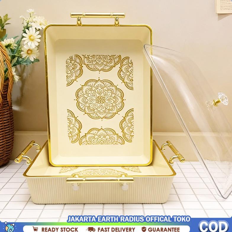 Nampan Buah Tutup Nampan Plastik Aesthetic Dengan Tutup Set Lebaran Nampan dengan Tutup Untuk Kue & 