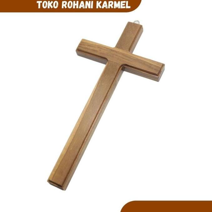 SALIB DINDING KAYU POLOS 40 CM (BESAR) / SALIB GANTUNG KRISTEN / HIASAN DINDING KRISTEN