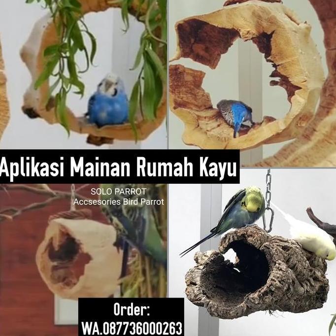 SUPER DEAL - Mainan Ayunan Rumah Kayu untuk Burung
