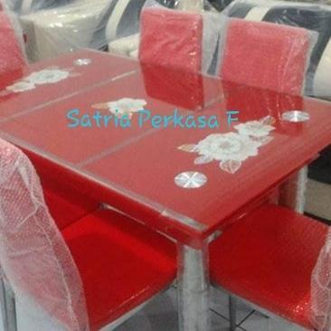 meja makan kaca 6 kursi