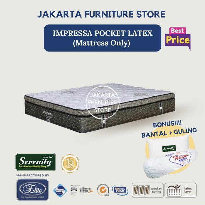 Promo Spring Bed Elite Serenity Impressa Pocket Latex Uk. 140x200