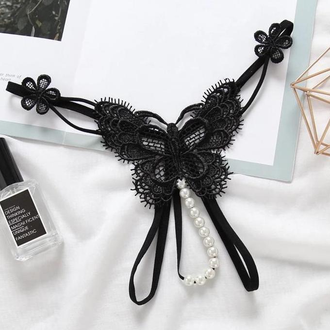 IKFOICI CD Wanita Sexy Nyaman Model Kupu-Kupu Mutiara F315 Lingerie Dewasa Stretch