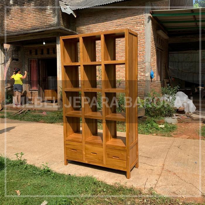 Rak Buku Kotak Minimalis Kayu Jati Mebel Jepara