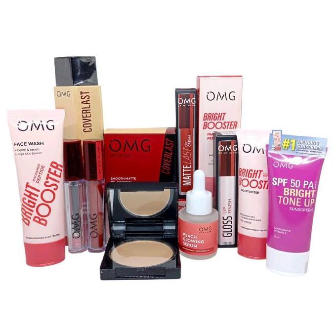 HARGA TERBAIK - Paket Omg Skincare Oh My Glow + Oh My Glam Make Up untuk Eyeshadow Foundation Liquid