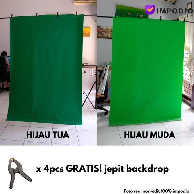 Stand bentuk T + Background IMPODIO HIJAU muda/tua FREE jepit 4pcs