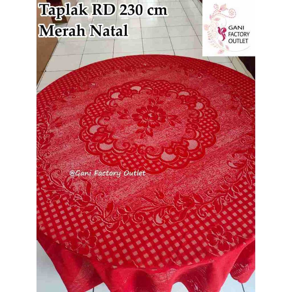 Spesial Merah Natal Taplak Meja Makan Bundar / Taplak Meja Tamu Besar Rd 230 Cm Kode 766