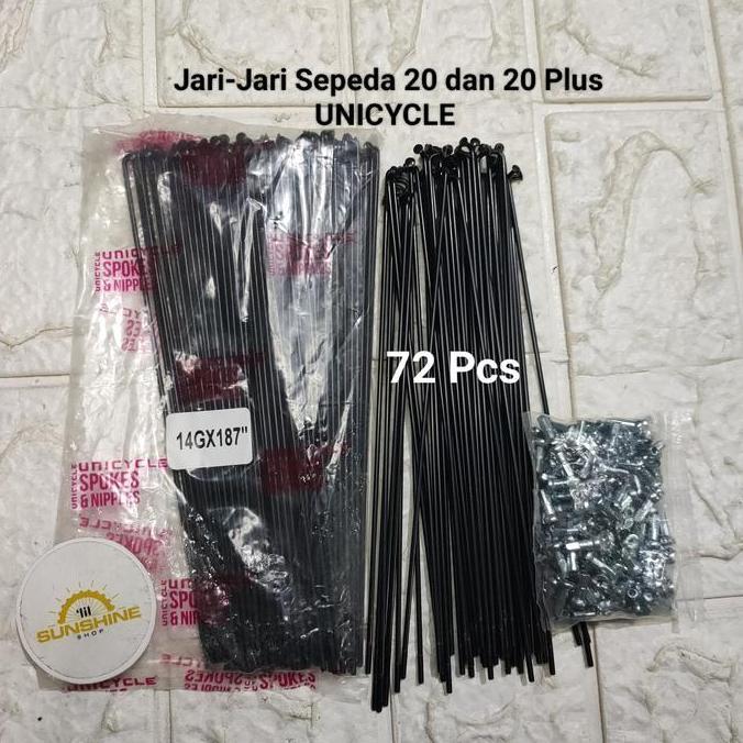 Spoke Ruji Jari 187 UNICYCLE 187mm Black Velg Rims Sepeda 20 Murni Dan 20 Plus 20x1 3/8 Tinggi 4cm J