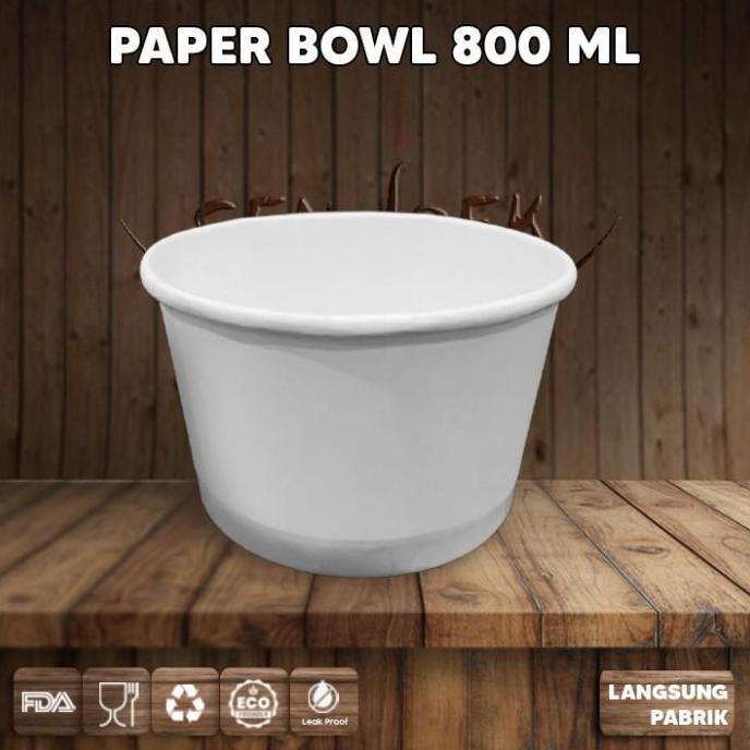 PAPER BOWL + TUTUP 800 ML | PAPER RICE BOWL | MANGKUK KERTAS PUTIH