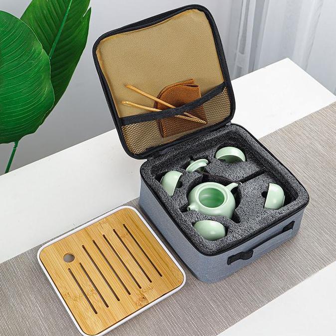 Chinese Tea Set + Case Teko Set Keramik Gift Set Kado Imlek Premium