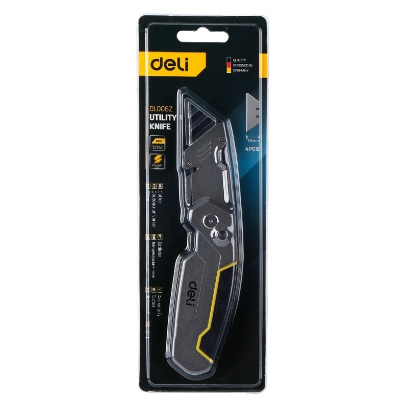 Deli T-Type Cutter / Pisau Kayu Lipat Material Sk2 Isi Mata Pisau 5 Pcs Edl006Z