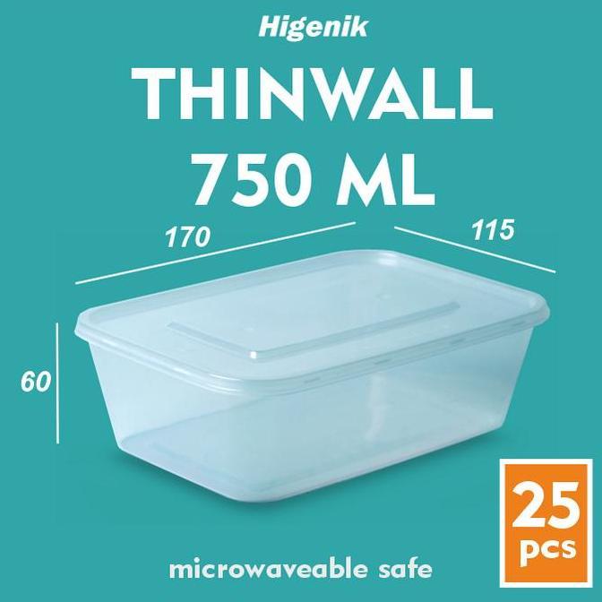 TERLARIS THINWALL 750 ML / FOOD CONTAINER BOX / KOTAK MAKAN PLASTIK / MIKA BOX