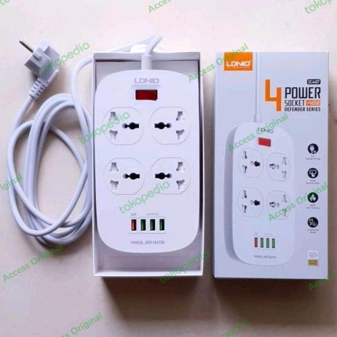 LDNIO POWER STRIP 4 USB PORT QC 3.0 + 4 SOCKETS FAST CHARGING SC4407 BEST SELLER