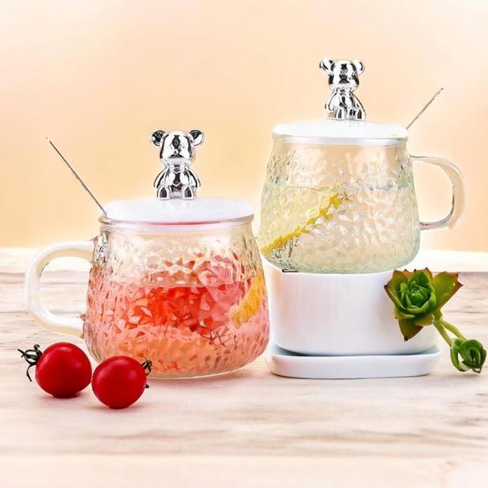 LETTER1 Gelas MuG Beruang Import + sendok dengan Kardus color Box / Gelas kopi / Gelas Teh